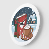 Gemütliche Weihnachtsnacht mit heißem Cocoa Große Wanduhr (Winkel)