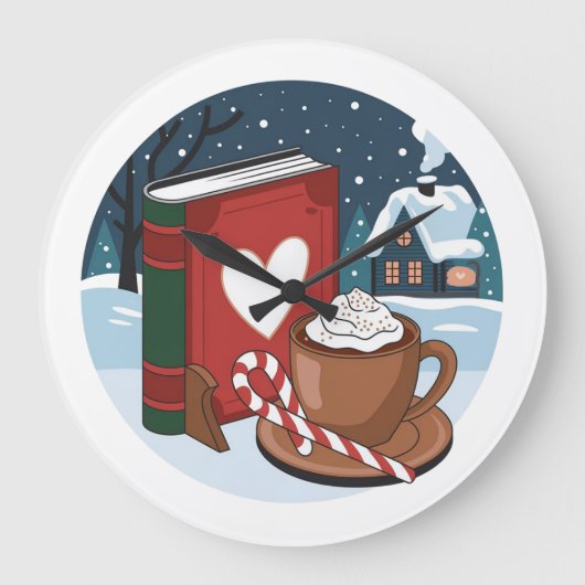 Gemütliche Weihnachtsnacht mit heißem Cocoa Große Wanduhr (Vorderseite)