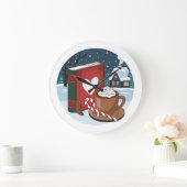 Gemütliche Weihnachtsnacht mit heißem Cocoa Große Wanduhr (Zuhause)