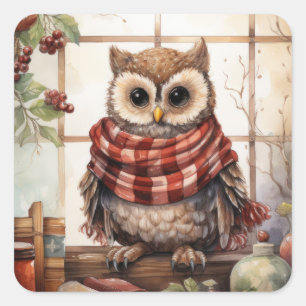 Gemütliche Weihnachtsschale Herzerwärmung Winter N Quadratischer Aufkleber
