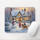 Gemütliche Weihnachtsschnee-Szene-Kunst Mousepad (Mit Mouse)