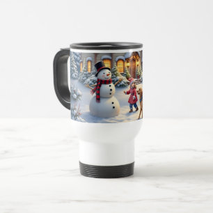 Gemütliche Weihnachtsschnee-Szene-Kunst Reisebecher