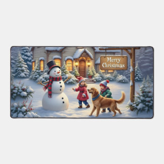 Gemütliche Weihnachtsschnee-Szene-Kunst Schreibtischunterlage