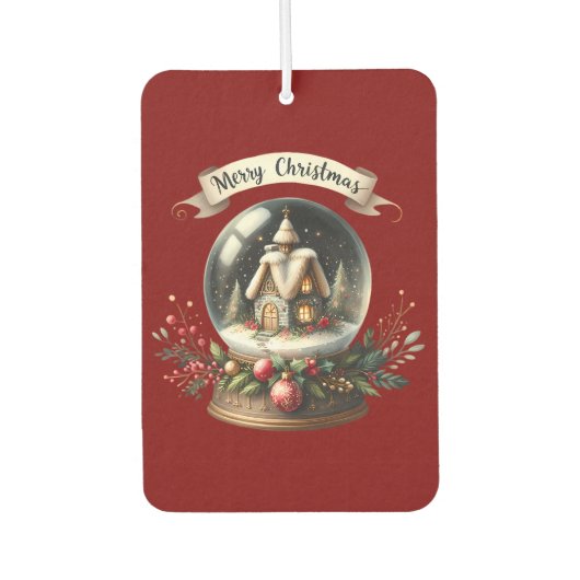 Gemütliche Weihnachtsschneeglobe-Hütte-Szene Autolufterfrischer (Vorderseite)
