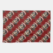 Gemütliche Weihnachtsschneeglobe-Hütte-Szene Geschirrtuch (Horizontal)