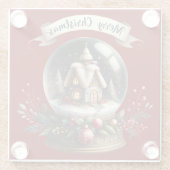 Gemütliche Weihnachtsschneeglobe-Hütte-Szene Glasuntersetzer (Rückseite)