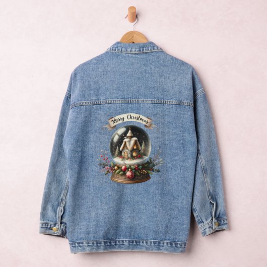 Gemütliche Weihnachtsschneeglobe-Hütte-Szene Jeansjacke (Hangar)
