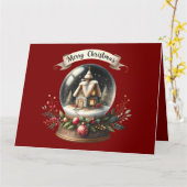 Gemütliche Weihnachtsschneeglobe-Hütte-Szene Karte (Gelbe Blume)