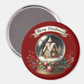 Gemütliche Weihnachtsschneeglobe-Hütte-Szene Magnet (Vorderseite/Rückseite)