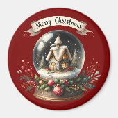 Gemütliche Weihnachtsschneeglobe-Hütte-Szene Magnet (Vorne)