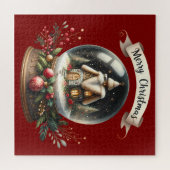 Gemütliche Weihnachtsschneeglobe-Hütte-Szene Puzzle (Horizontal)