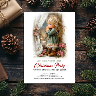 Gemütliche Weihnachtsszene Mädchen ruhige Party-Ei Einladung