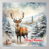 Gemütliche Weihnachtsszene mit Rentieren Poster (Vorne)