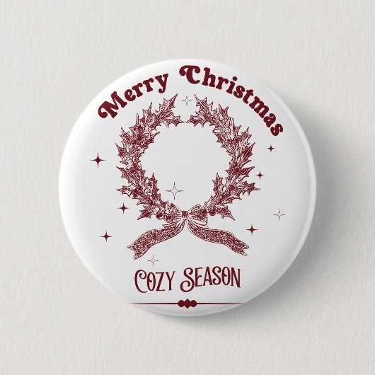 Gemütliche Weihnachtszeit im Vintage-Stil Button (Vorderseite)