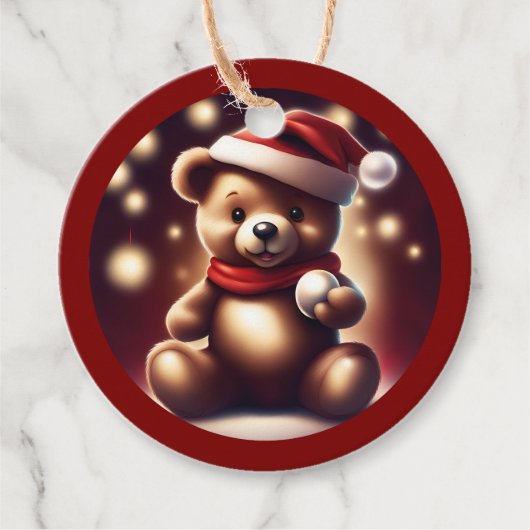 Gemütliche Weihnachtszeit Teddy Ball TWArt Geschenkanhänger (Vorderseite)