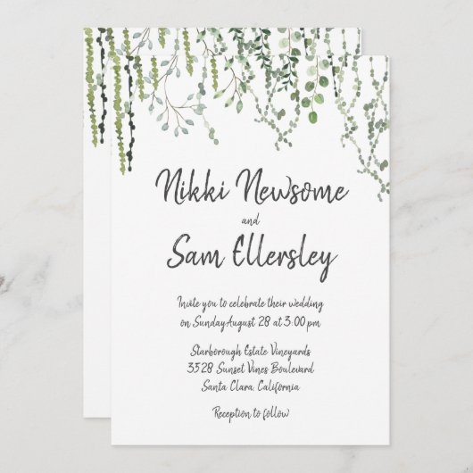 Gemütliche Weinberge Einladung (Vorne/Hinten)