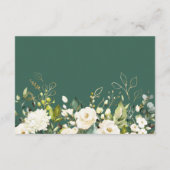 Gemütliche weiße Rosengrün Blumenempfehlung Begleitkarte (Rückseite)