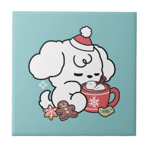 Gemütliche Welpenträume - heiße Schokolade und Wei Fliese