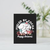 Gemütliche Welpenträume - heiße Schokolade und Wei Postkarte (Stehend Vorderseite)