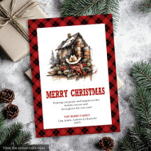 Gemütliche westliche Buffalo Plaid-Weihnachtsgrüße