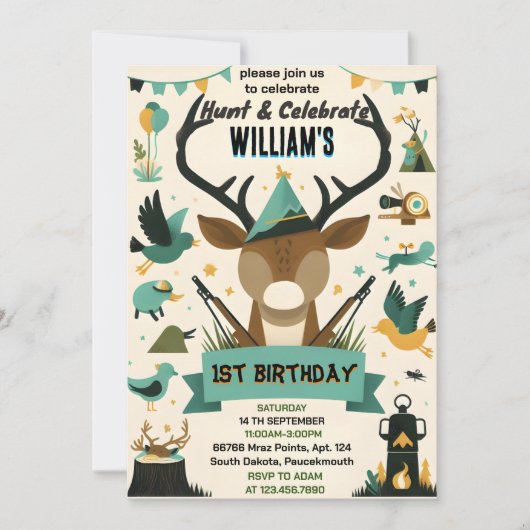 gemütliche Wilde Camouflage Oh Deer Duck Jagd 1. G Einladung (Vorderseite)