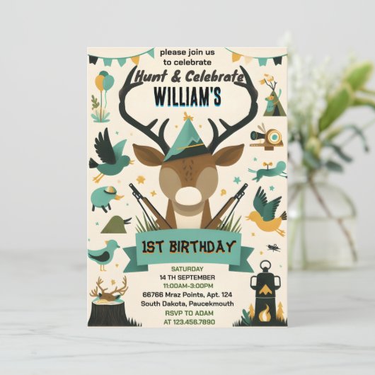 gemütliche Wilde Camouflage Oh Deer Duck Jagd 1. G Einladung (Stehend Vorderseite)