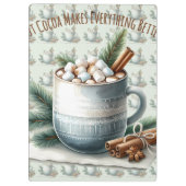 Gemütliche Winter-Cocoa-Marshmallow-Tassenszene Klemmbrett (Rückseite)