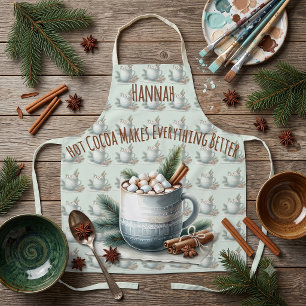 Gemütliche Winter-Cocoa-Marshmallow-Tassenszene Schürze