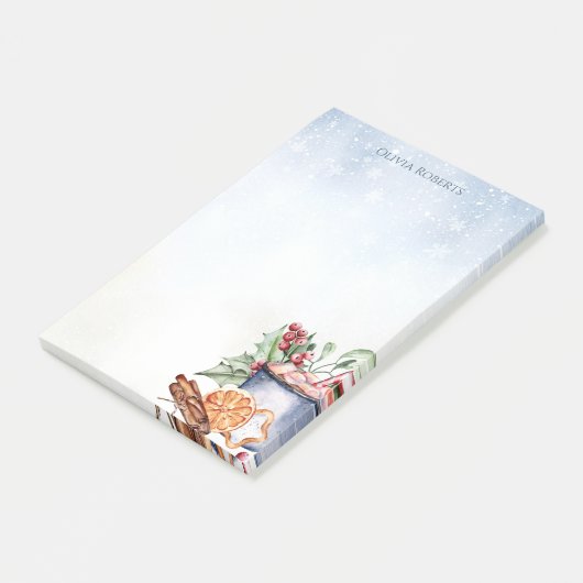 Gemütliche Winter Hot Cocoa Schnee Personalisiert Post-it Klebezettel (angewinkelt)