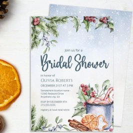 Gemütliche Winter Hot Cocoa Schneedecke Brautparty Einladung