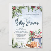 Gemütliche Winter Hot Cocoa Snowly Babydusche Einladung (Vorderseite)