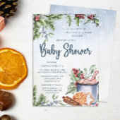 Gemütliche Winter Hot Cocoa Snowly Babydusche Einladung