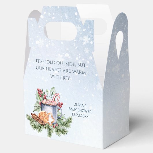 Gemütliche Winter Hot Cocoa Snowly Babydusche Geschenkschachtel (Geöffnet)