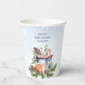 Gemütliche Winter Hot Cocoa Snowly Babydusche Pappbecher (Rückseite)