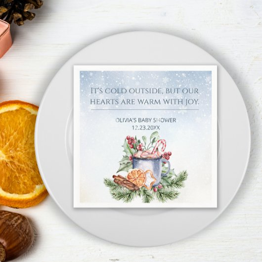 Gemütliche Winter Hot Cocoa Snowly Babydusche Serviette