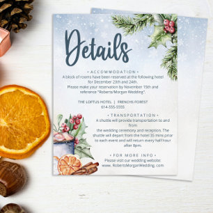 Gemütliche Winter Hot Cocoa Snowly Wedding Details Begleitkarte