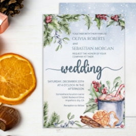 Gemütliche Winter Hot Cocoa Snowly Wedding Einladung