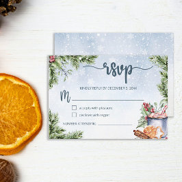 Gemütliche Winter Hot Cocoa Snowly Wedding RSVP Karte