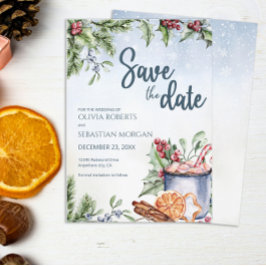 Gemütliche Winter Hot Cocoa Snowly Wedding Save The Date