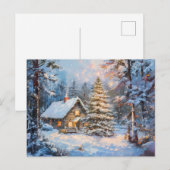 Gemütliche Winter-Hütte mit Weihnachtsbaum Postkarte (Vorne/Hinten)
