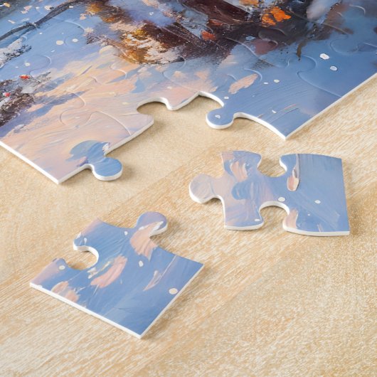 Gemütliche Winter-Hütte mit Weihnachtsbaum Puzzle (Seite)