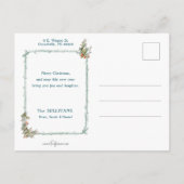 Gemütliche Winter-Hütte und Verzierte Weihnachtsgr Postkarte (Rückseite)