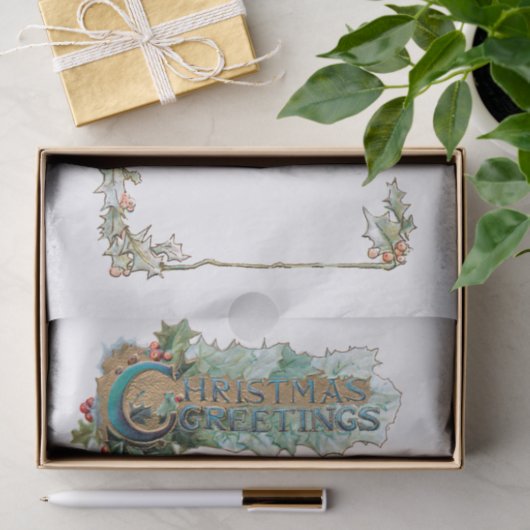 Gemütliche Winter-Hütte und Verzierte Weihnachtsgr Seidenpapier (Geschenk)