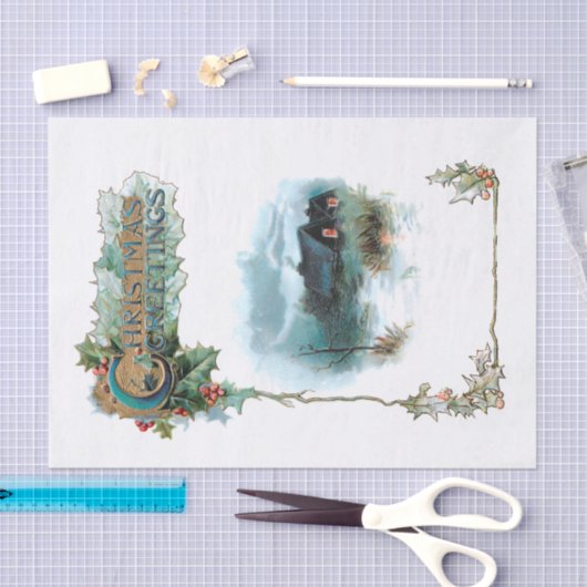 Gemütliche Winter-Hütte und Verzierte Weihnachtsgr Seidenpapier (Handwerk)