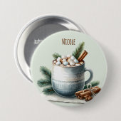 Gemütliche Winter-Kakao-Marshmallow-Szene Button (Vorne & Hinten)