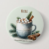 Gemütliche Winter-Kakao-Marshmallow-Szene Button (Vorderseite)
