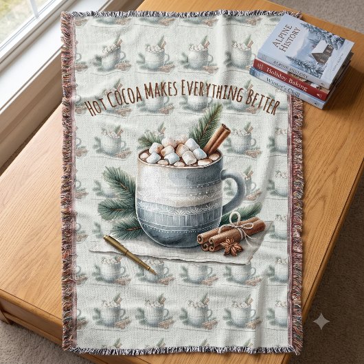 Gemütliche Winter-Kakao-Marshmallow-Szene Decke