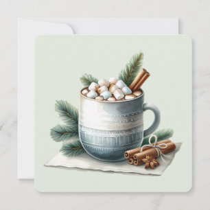 Gemütliche Winter-Kakao-Marshmallow-Szene Flachkar