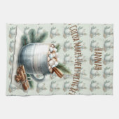 Gemütliche Winter-Kakao-Marshmallow-Szene Geschirrtuch (Horizontal)