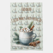 Gemütliche Winter-Kakao-Marshmallow-Szene Geschirrtuch (Vertikal)